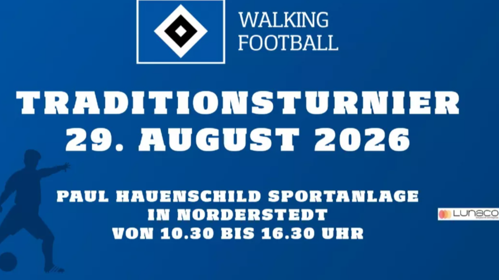 Plakat Traditionsturnier HSV Walking Football 29. August 2026