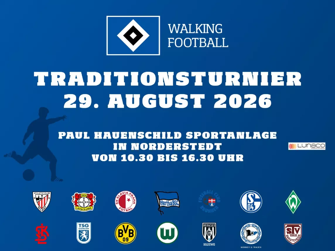 Plakat des Traditionsturniers der Walking-Football-Abteilung des HSV